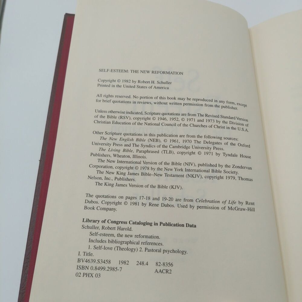 Self-esteem The New Reformation  Robert  H. Schuller 1982 Bonded Leather - Picture 10 of 11